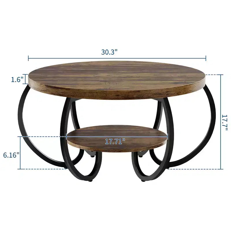 Table basse ronde à double plateau