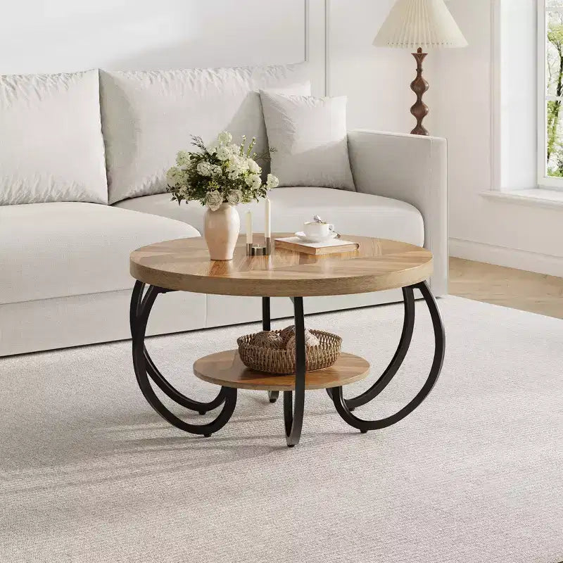 Table basse ronde à double plateau