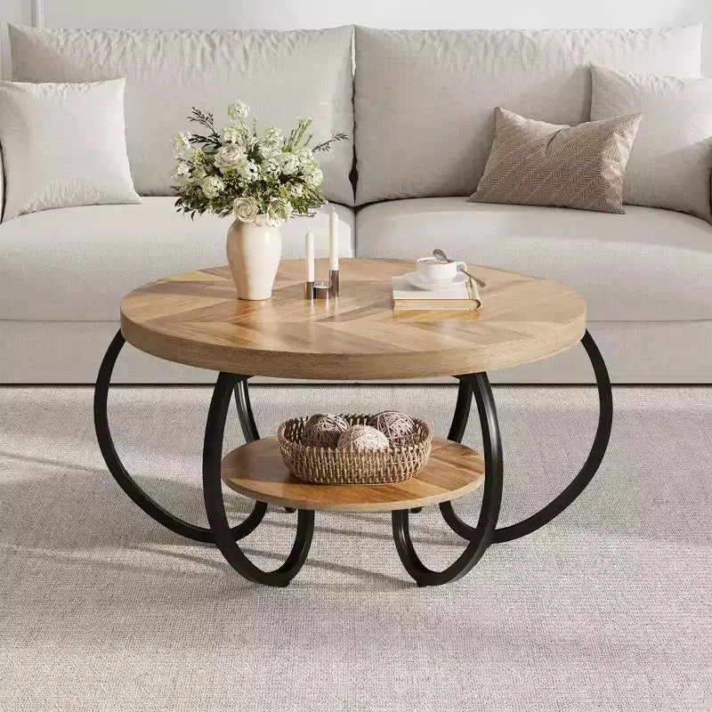 Table basse ronde à double plateau