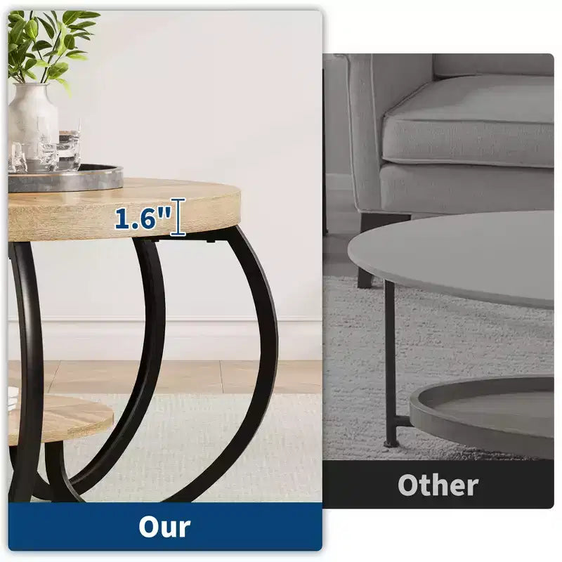 Table basse ronde à double plateau