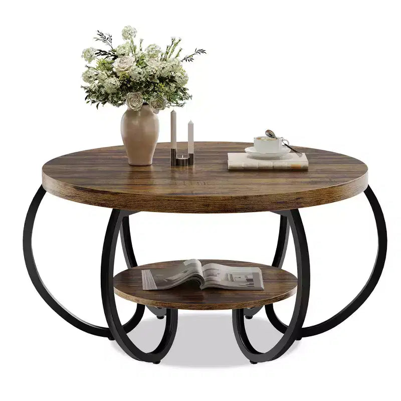 Table basse ronde à double plateau
