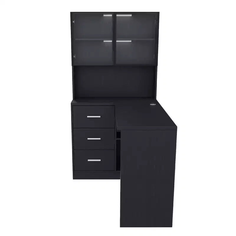 Bureau avec bibliothèques vitrées et tiroirs de rangement