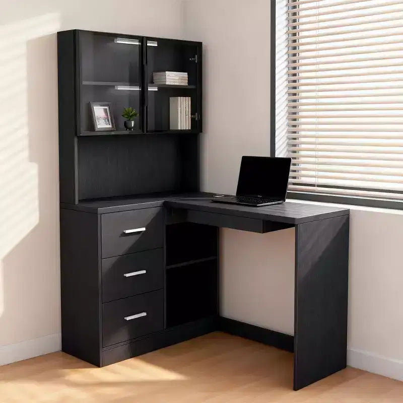 Bureau avec bibliothèques vitrées et tiroirs de rangement