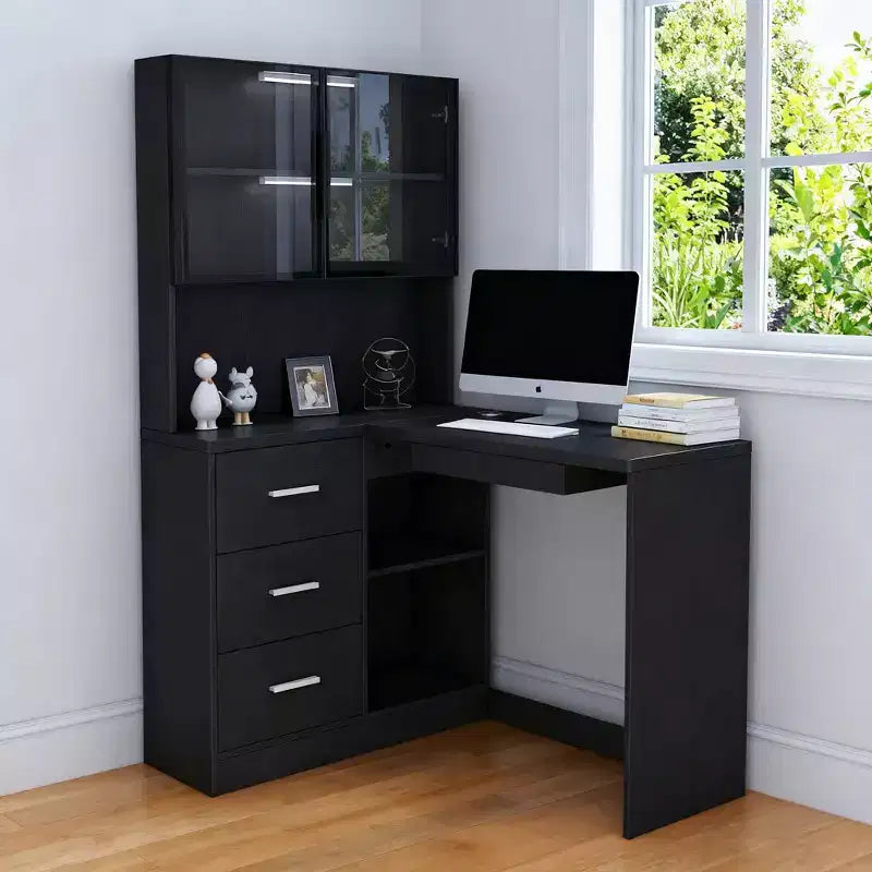 Bureau avec bibliothèques vitrées et tiroirs de rangement