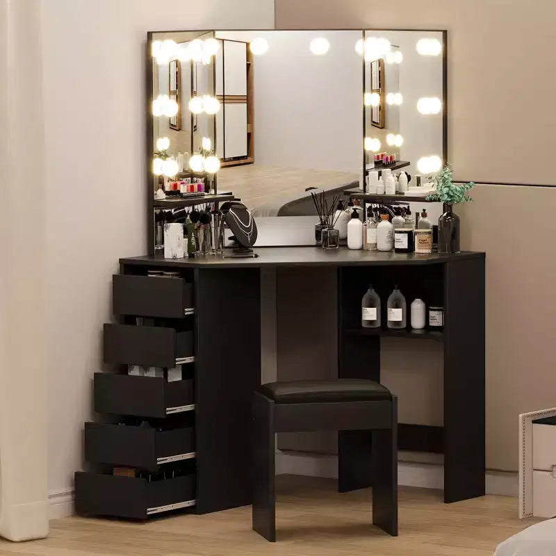 Coiffeuse d'angle noire