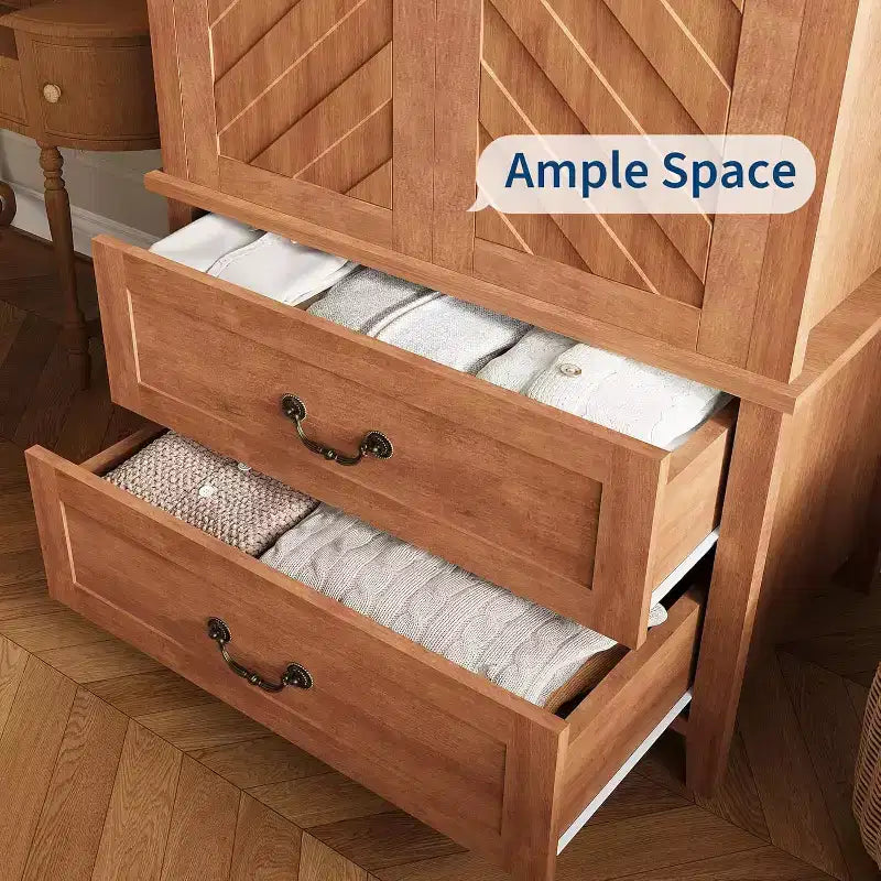 Grande armoire de chambre haute en bois de style rustique et grand placard de rangement