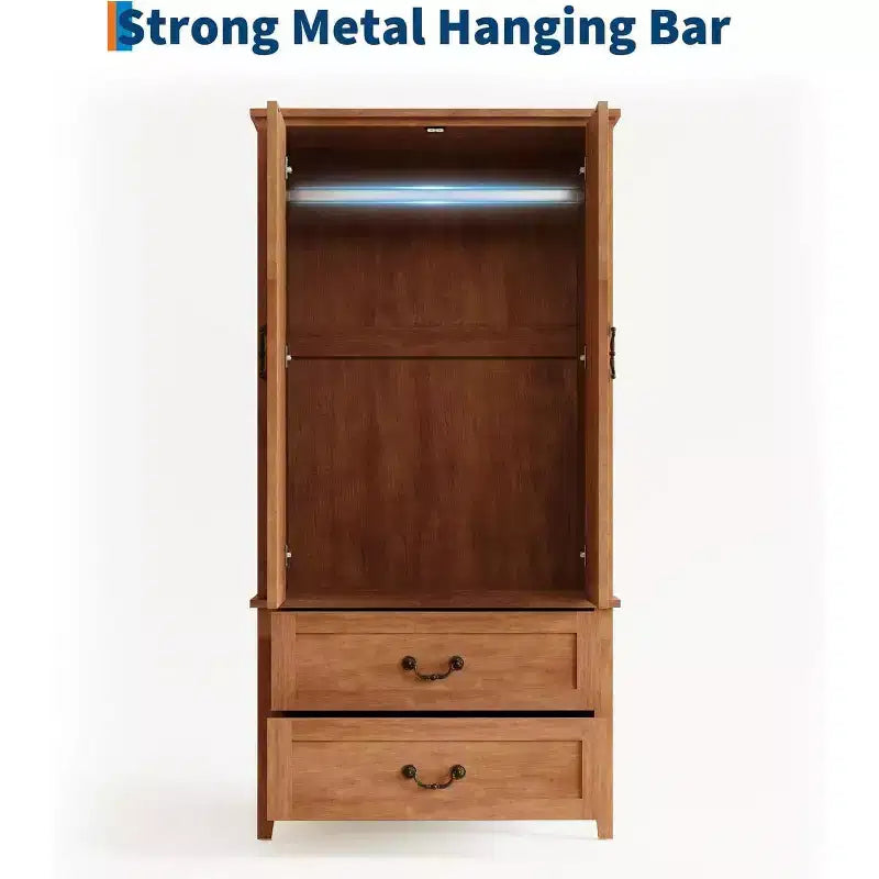 Grande armoire de chambre haute en bois de style rustique et grand placard de rangement