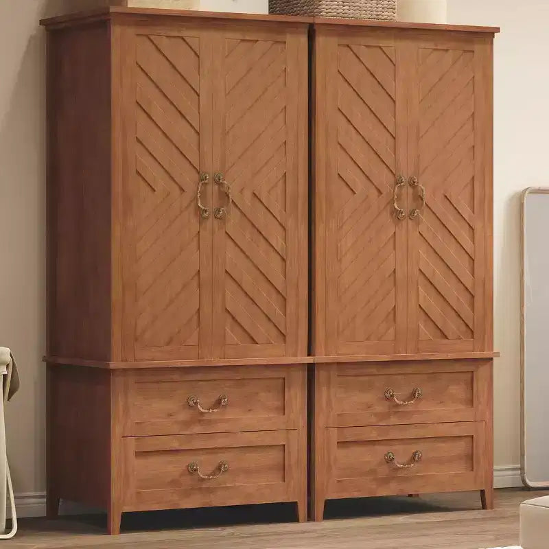 Grande armoire de chambre haute en bois de style rustique et grand placard de rangement