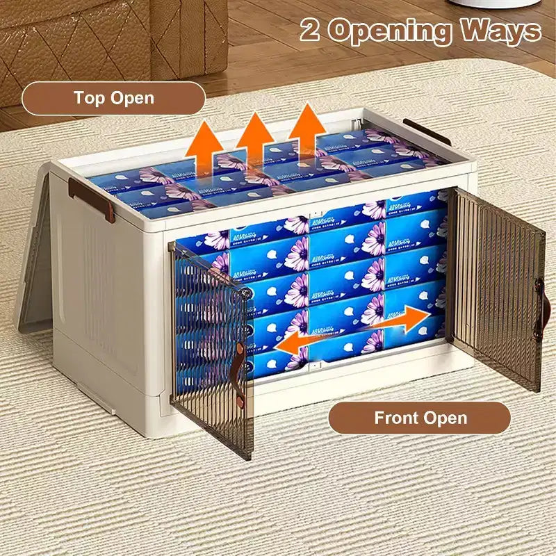Boîte de rangement pliable à roulettes
