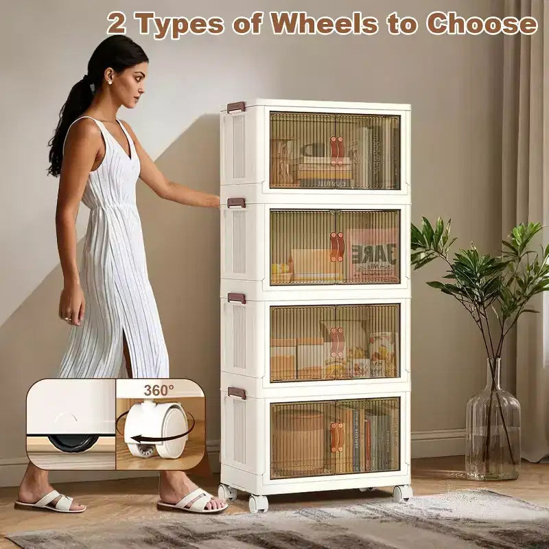 Boîte de rangement pliable à roulettes