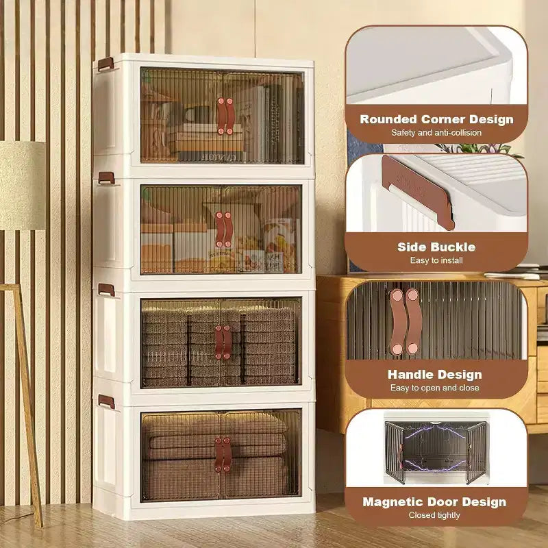 Boîte de rangement pliable à roulettes