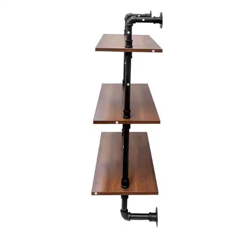Étagère ouverte double et triple couche de style industriel avec conduits de style campagnard