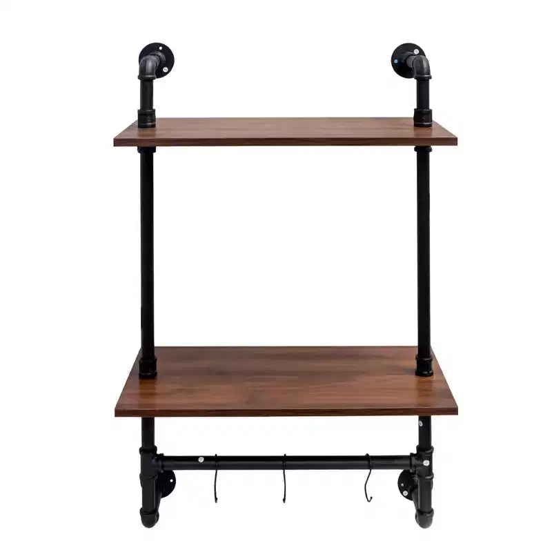 Étagère ouverte double et triple couche de style industriel avec conduits de style campagnard
