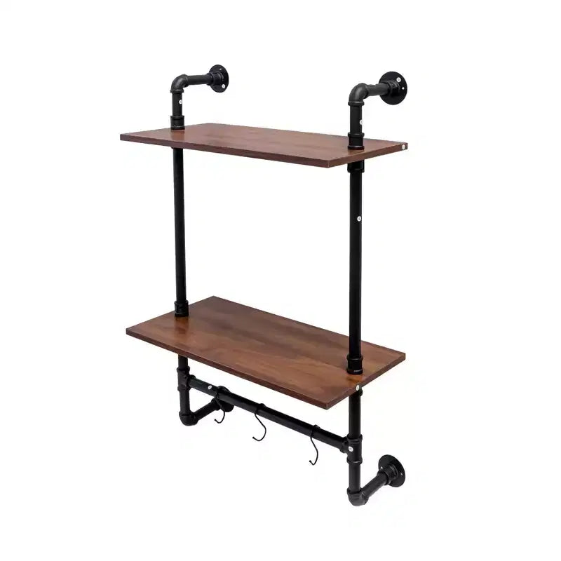 Étagère ouverte double et triple couche de style industriel avec conduits de style campagnard