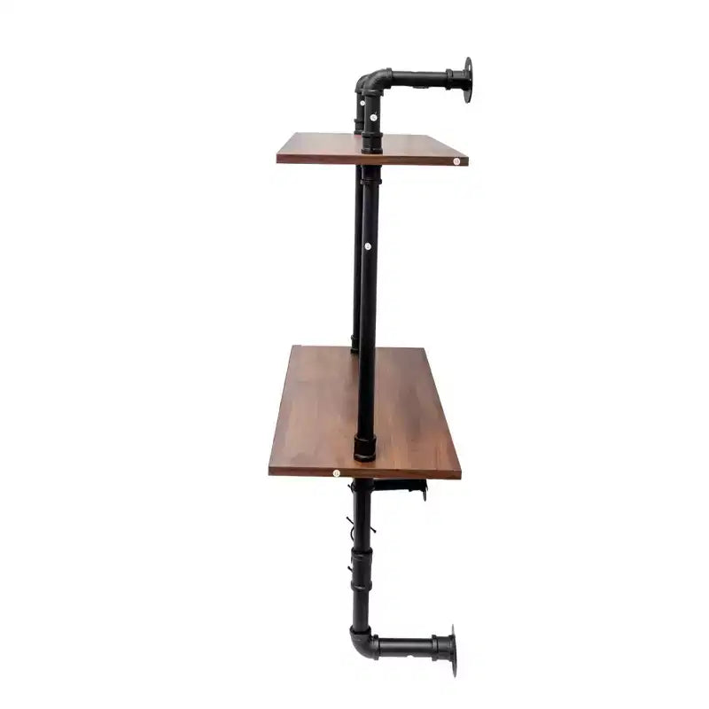 Étagère ouverte double et triple couche de style industriel avec conduits de style campagnard