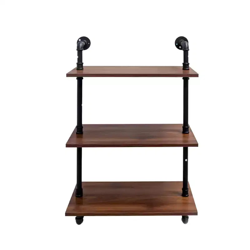 Étagère ouverte double et triple couche de style industriel avec conduits de style campagnard