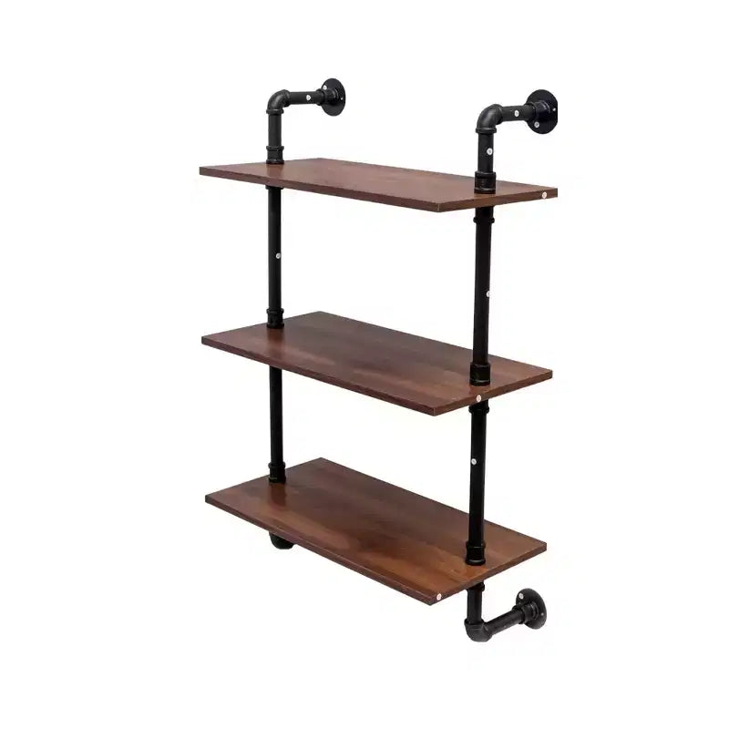Étagère ouverte double et triple couche de style industriel avec conduits de style campagnard