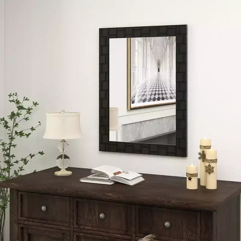 Miroir mural avec cadre en bois