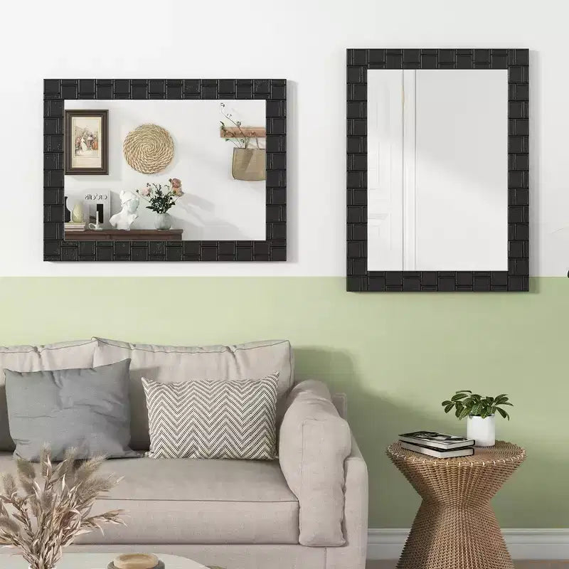 Miroir mural avec cadre en bois