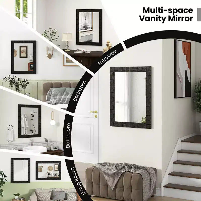 Miroir mural avec cadre en bois