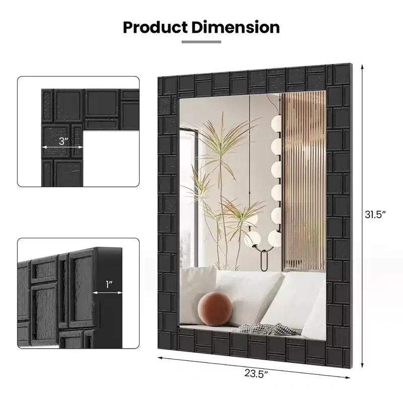 Miroir mural avec cadre en bois
