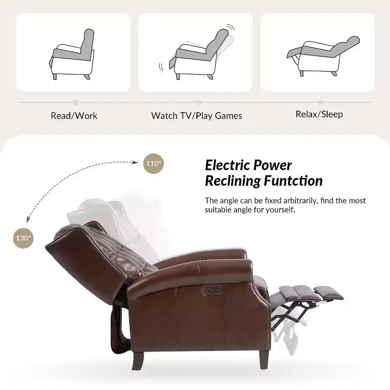 Fauteuil relax électrique en cuir véritable