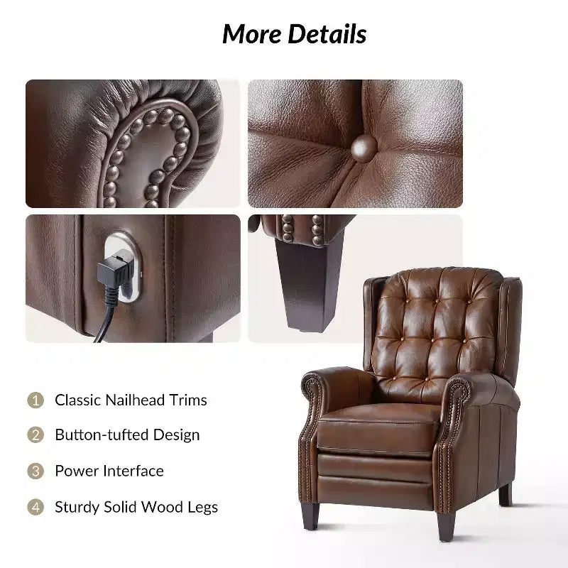 Fauteuil relax électrique en cuir véritable