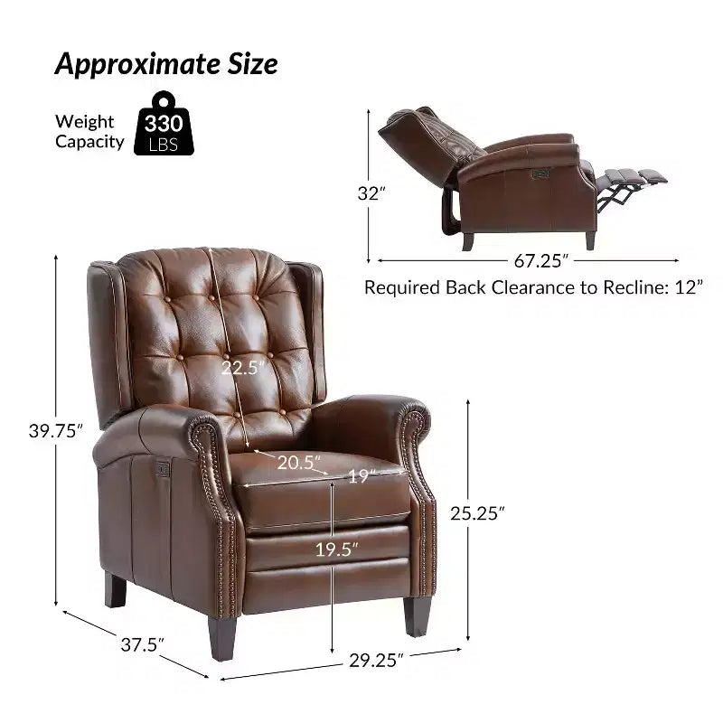 Fauteuil relax électrique en cuir véritable