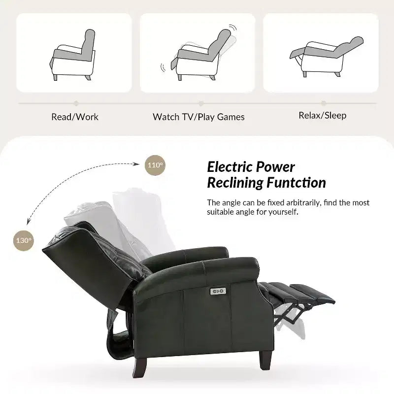 Fauteuil relax électrique en cuir véritable