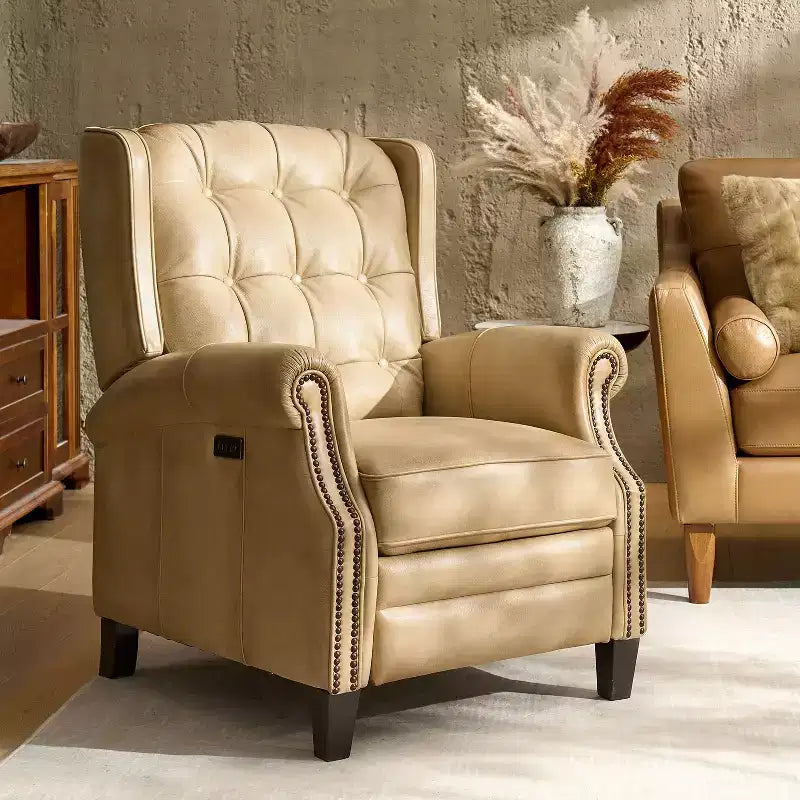 Fauteuil relax électrique en cuir véritable
