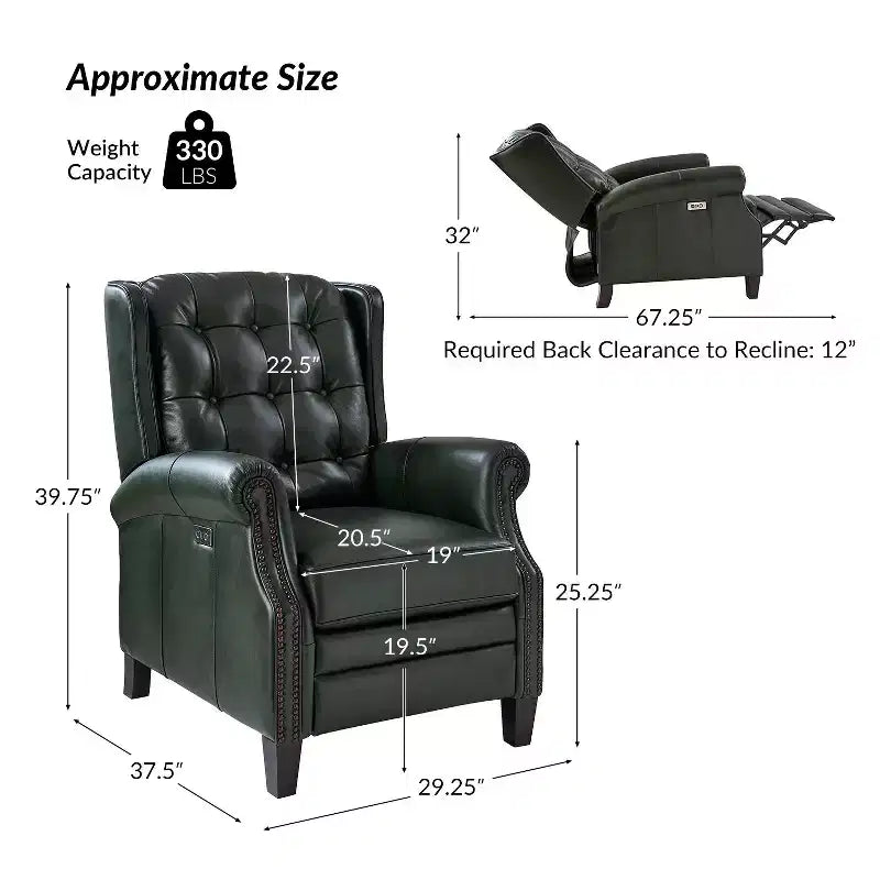Fauteuil relax électrique en cuir véritable