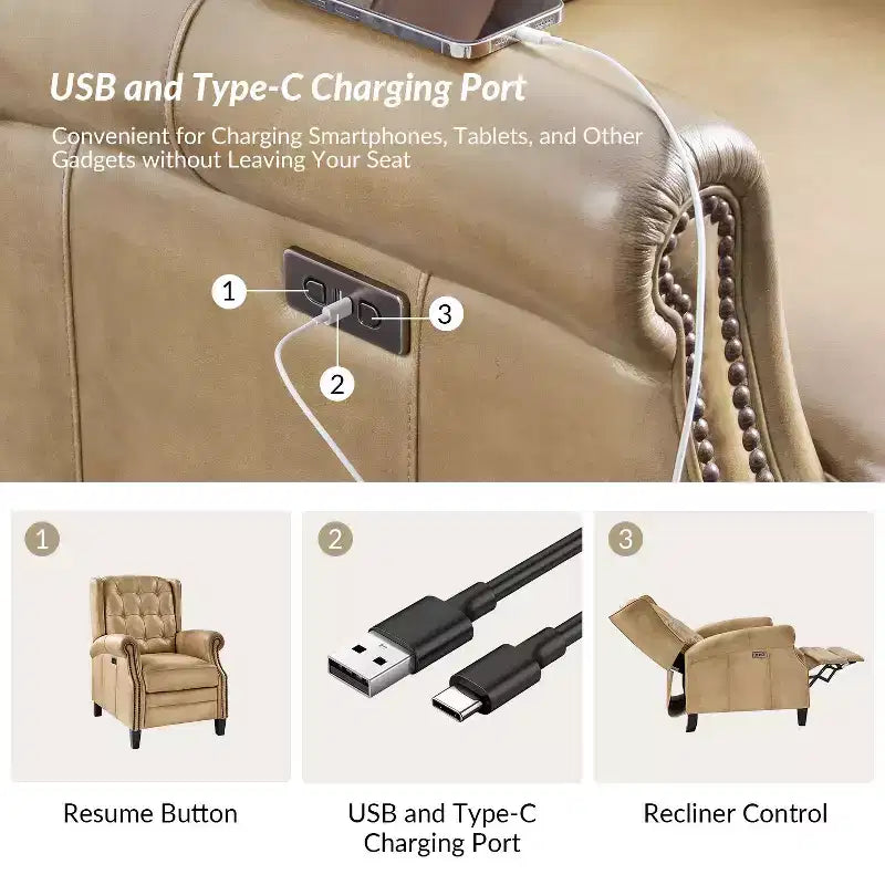 Fauteuil relax électrique en cuir véritable