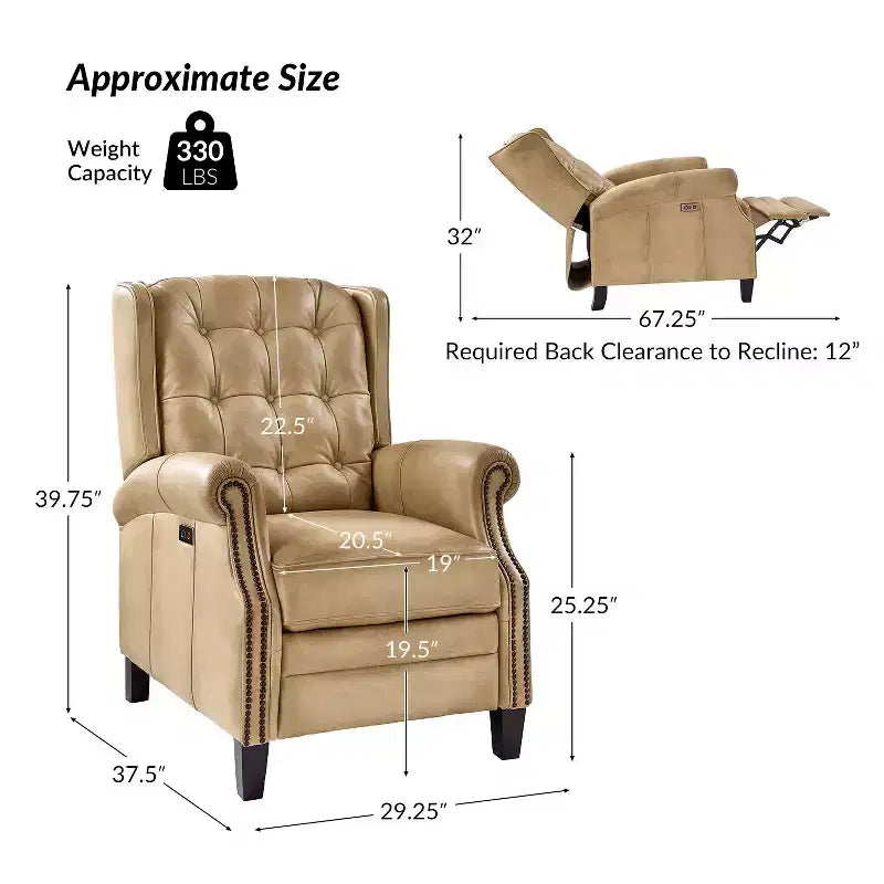 Fauteuil relax électrique en cuir véritable