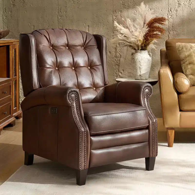 Fauteuil relax électrique en cuir véritable