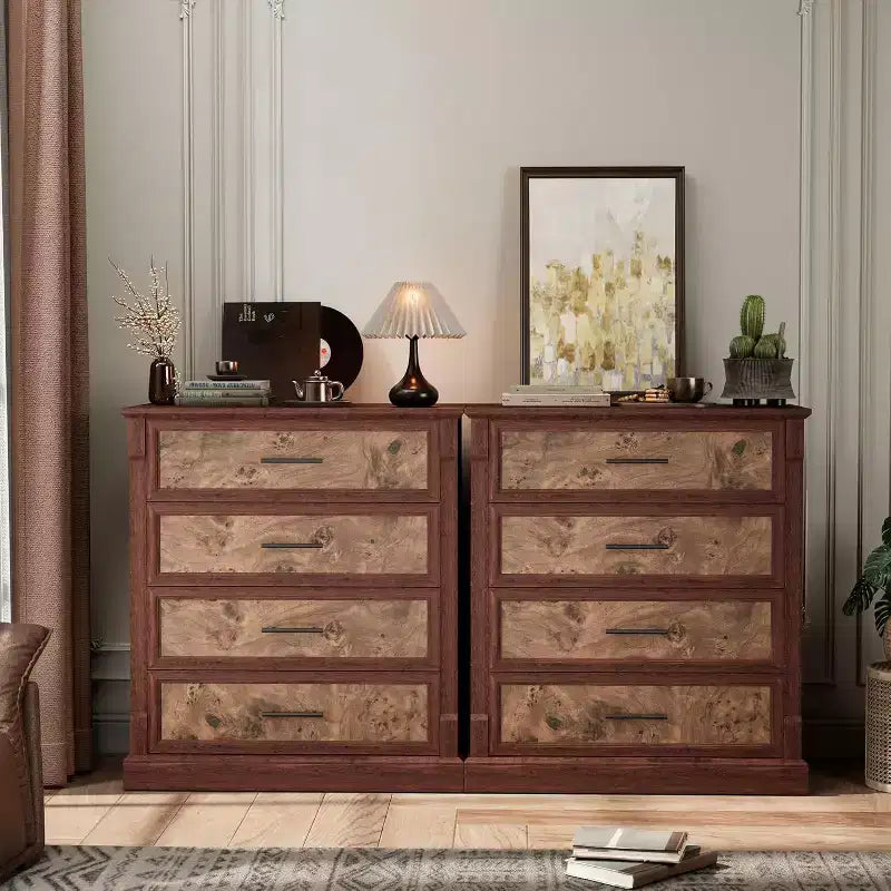 Coiffeuse de chambre à coucher de style rustique à quatre ou cinq tiroirs
