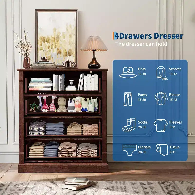 Coiffeuse de chambre à coucher de style rustique à quatre ou cinq tiroirs