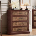 Farmhouse 4/5 Drawer Dresser for Bedroom Tall Chest of Drawers with Metal Handles Rustic Wooden Dresser TV Stand for Living Room Hallway