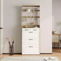 Shoe Storage Cabinet with 3 Doors and 2 Drawers Entryway Hall Tree Coat Shoe Rack with 8 Hooks Freestanding Shoe Organizer