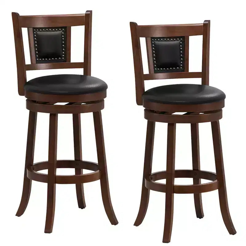 Costway 25.5 Upholstered Bar Stools Set of 2/4 360 Swivel Round Counter/Bar Height Stools w/Curved Backrest & Footrest