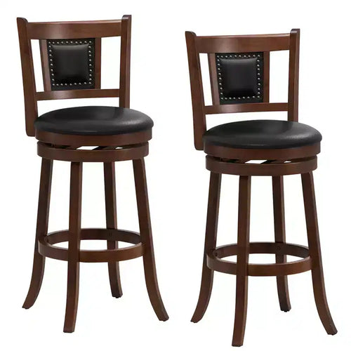 Costway 25.5 Upholstered Bar Stools Set of 2/4 360 Swivel Round Counter/Bar Height Stools w/Curved Backrest & Footrest