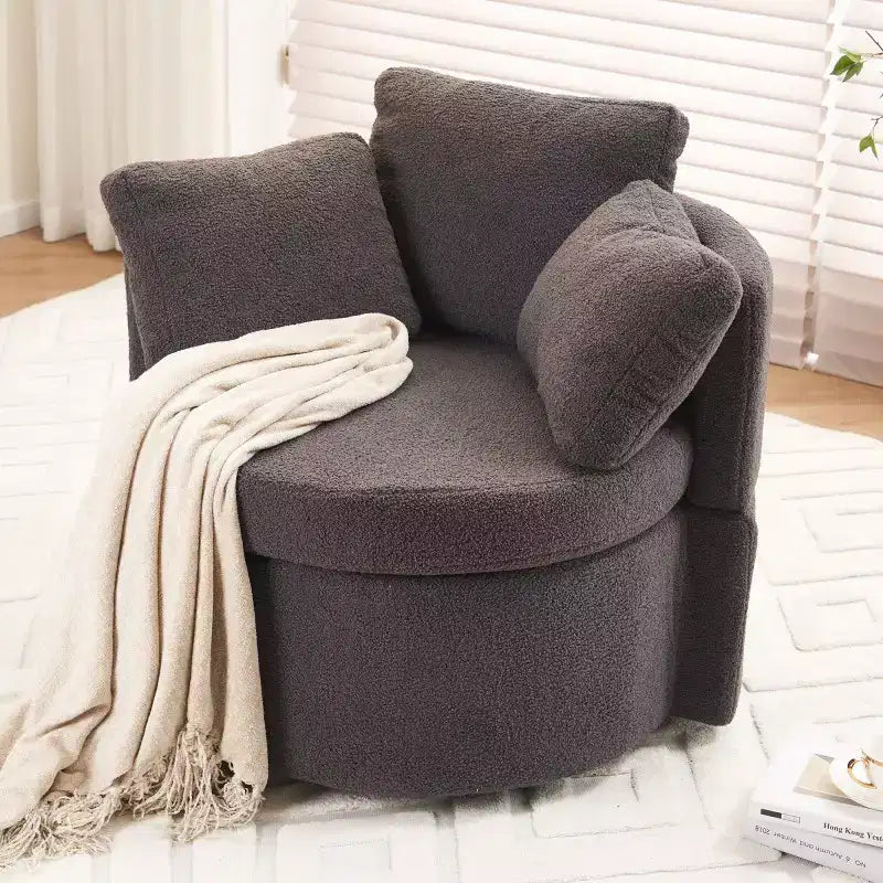 Swivel Accent Chair 360Swivel Barrel Chair with Storage Upholstered Arm Chair with Cushion Modern Round Chair for Living Room Bedroom