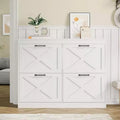 GustoWave 4 Turn Drawers Rattan Entryway Shoe Storage Cabinet Freestanding Organizer White