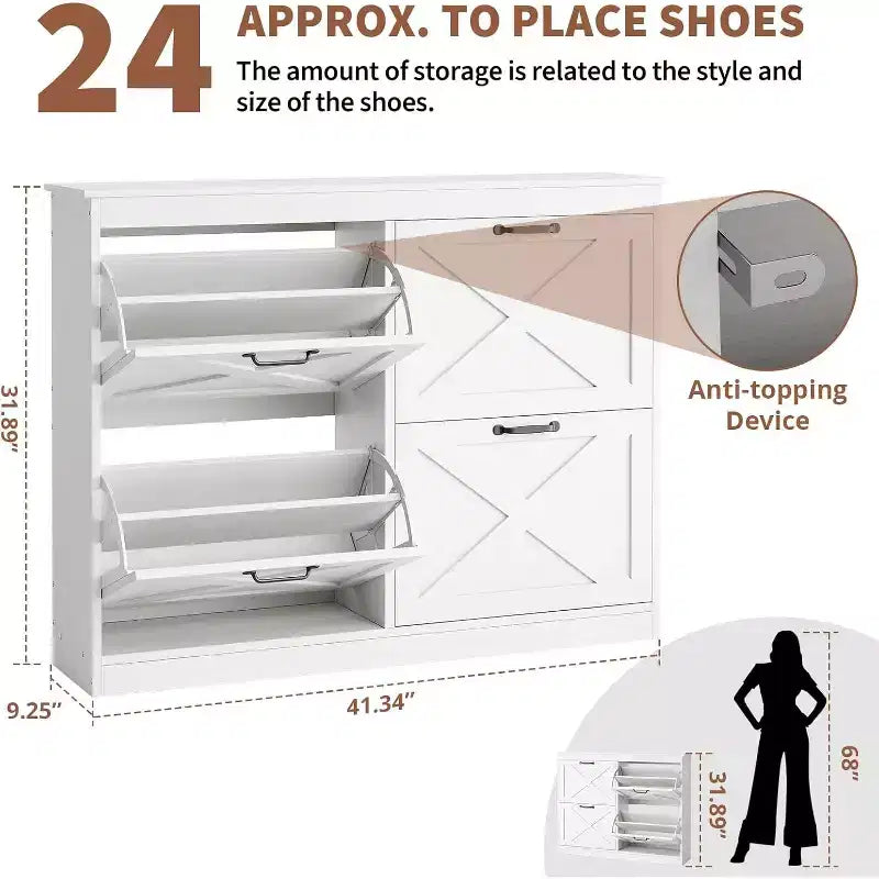 Meuble à chaussures d'entrée en rotin à quatre tiroirs, meuble de rangement autonome