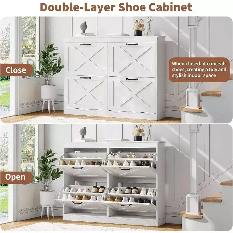 Meuble à chaussures d'entrée en rotin à quatre tiroirs, meuble de rangement autonome