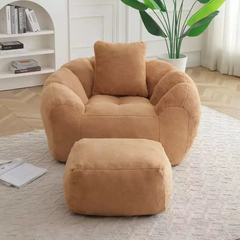 Pouf coquillage avec repose-pieds