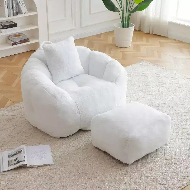 Pouf coquillage avec repose-pieds