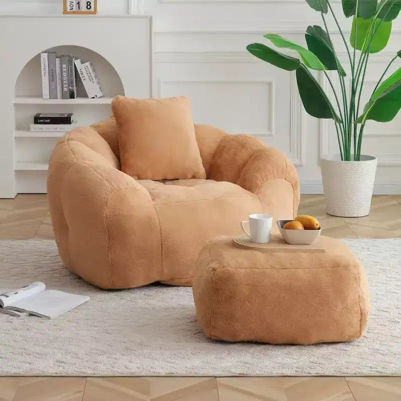 Pouf coquillage avec repose-pieds