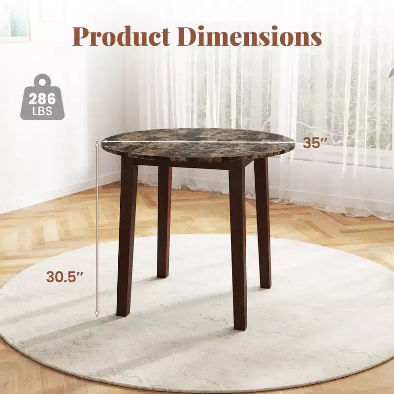 Table à manger ronde avec plateau imitation marbre