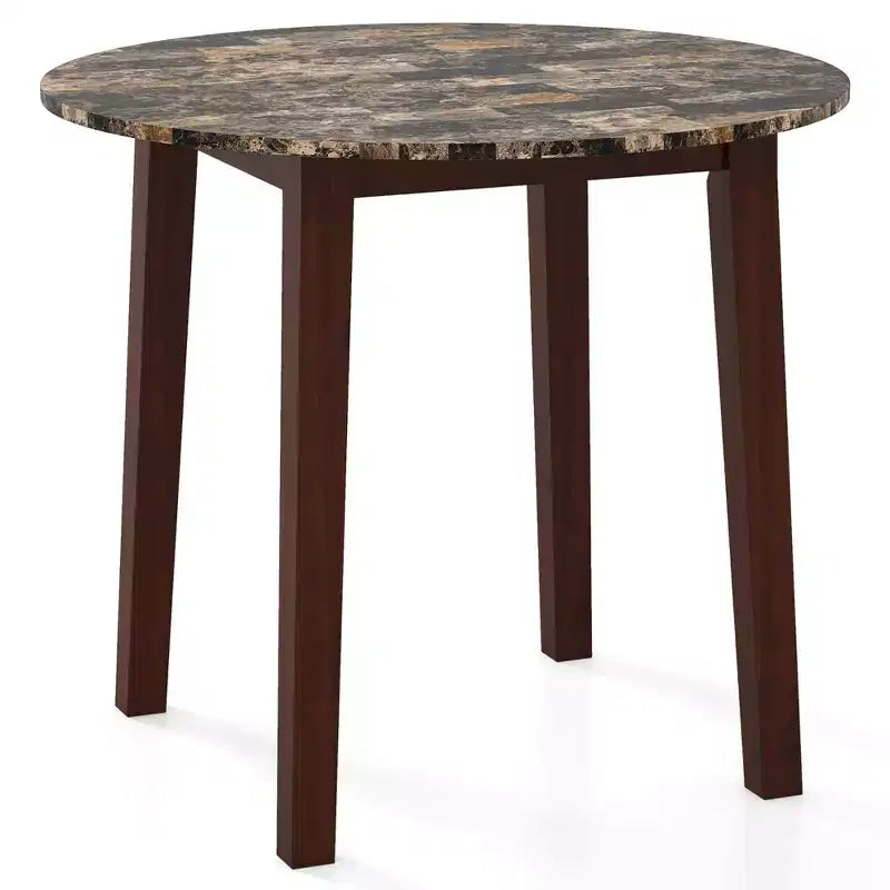 Table à manger ronde avec plateau imitation marbre