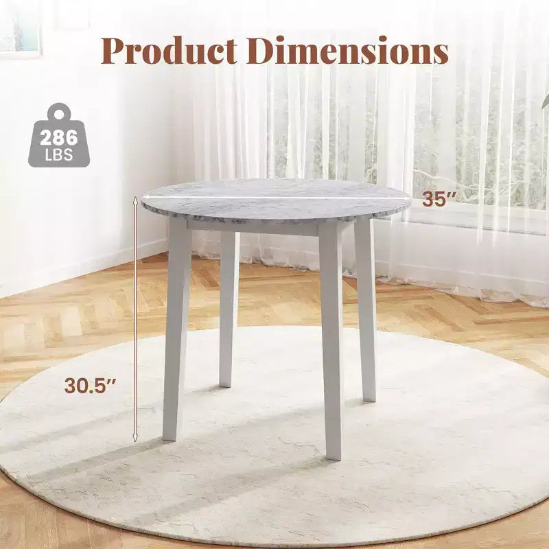 Table à manger ronde avec plateau imitation marbre